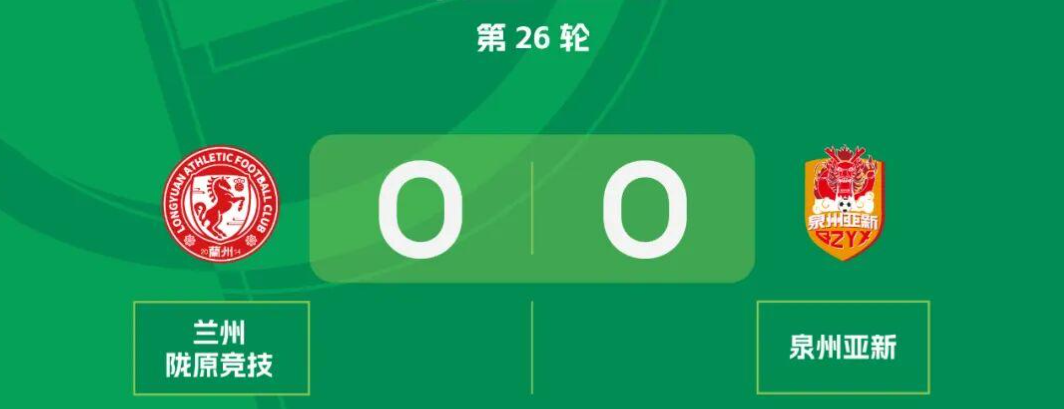 中乙联赛 | 泉州亚新客场0-0兰州陇原竞技