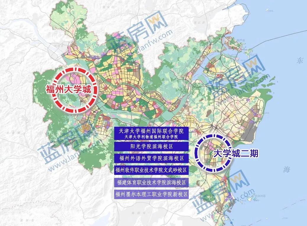 福州大学城二期院校布局,